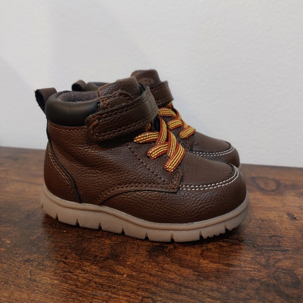 Brown TODDLER Shoes with Orange Laces